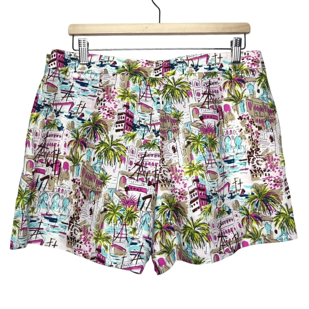 J.Crew Mediterranean Harbor Sailor Preppy Shorts Pink Green 14‎ Cotton Linen New